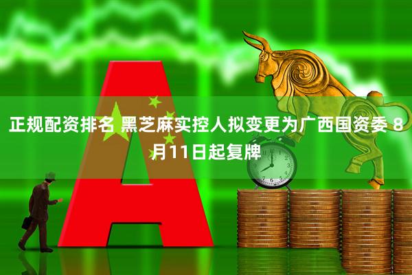 正规配资排名 黑芝麻实控人拟变更为广西国资委 8月11日起复牌