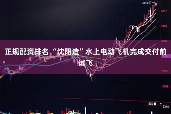 正规配资排名 “沈阳造”水上电动飞机完成交付前试飞